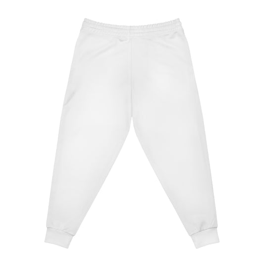 Minimal Gold Arrow Athletic Joggers — Lightweight White AOP Track Pants