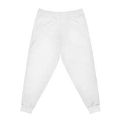 Minimal Gold Arrow Athletic Joggers — Lightweight White AOP Track Pants